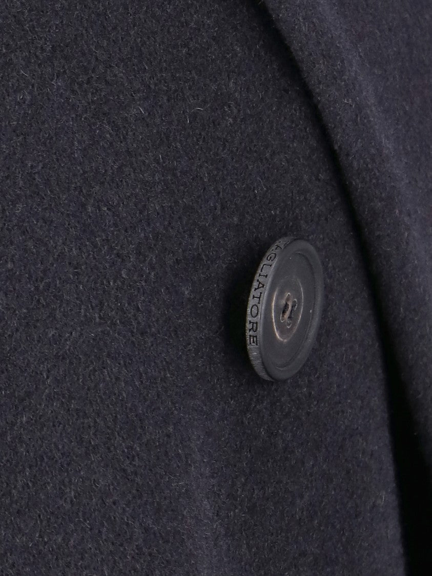 Tagliatore Double-Breasted Blue Cashmere Coat