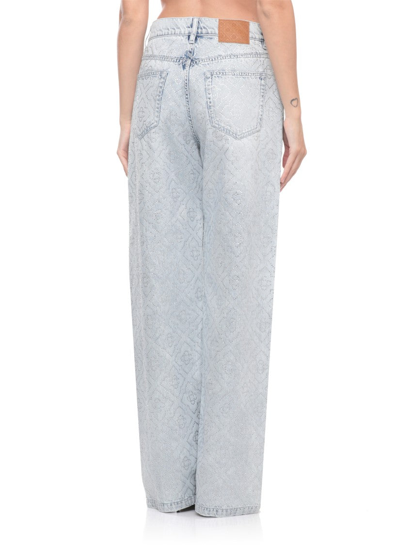 Casablanca Light Blue Hotfix Strass Jeans