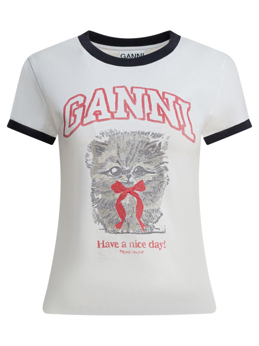 Ganni "Kitty" Cotton T-Shirt