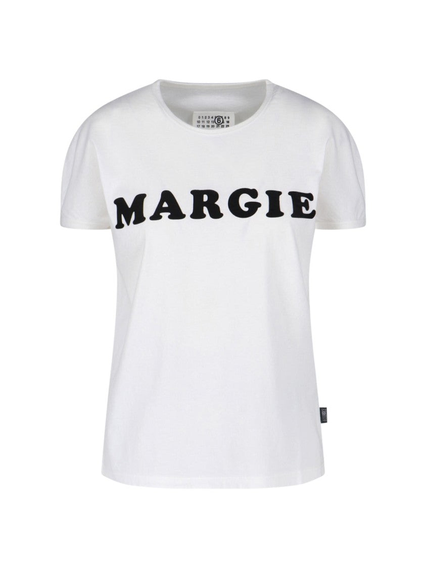 Mm6 By Maison Margiela White Margie Bold Print Cotton T-Shirt