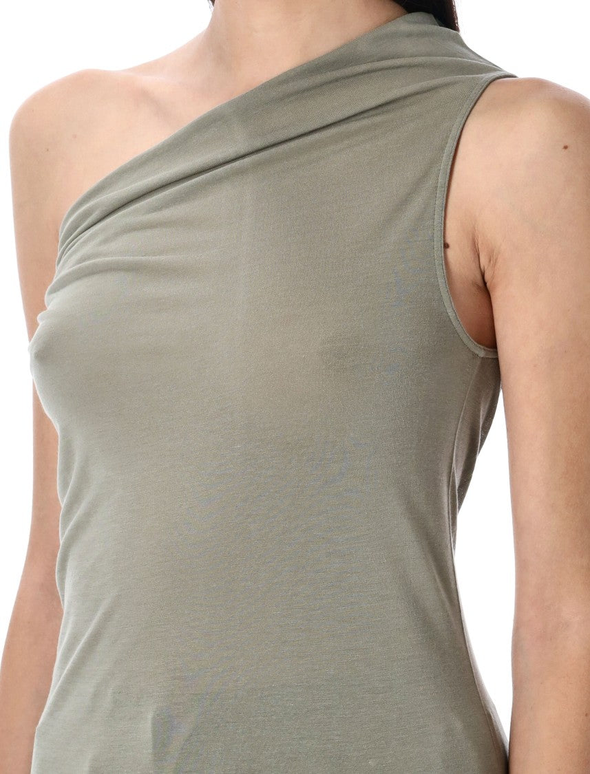 Rick Owens One-Shoulder Draped Athena Top With Textured Back