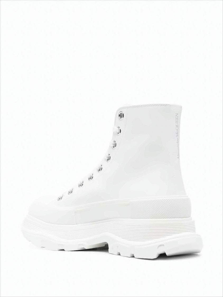 Alexander Mcqueen High-Top Leather Boots With Textured Sole