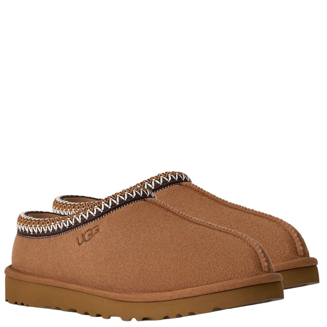 Ugg Slip-On Mules With Contrast Embroidered Trim In Suede