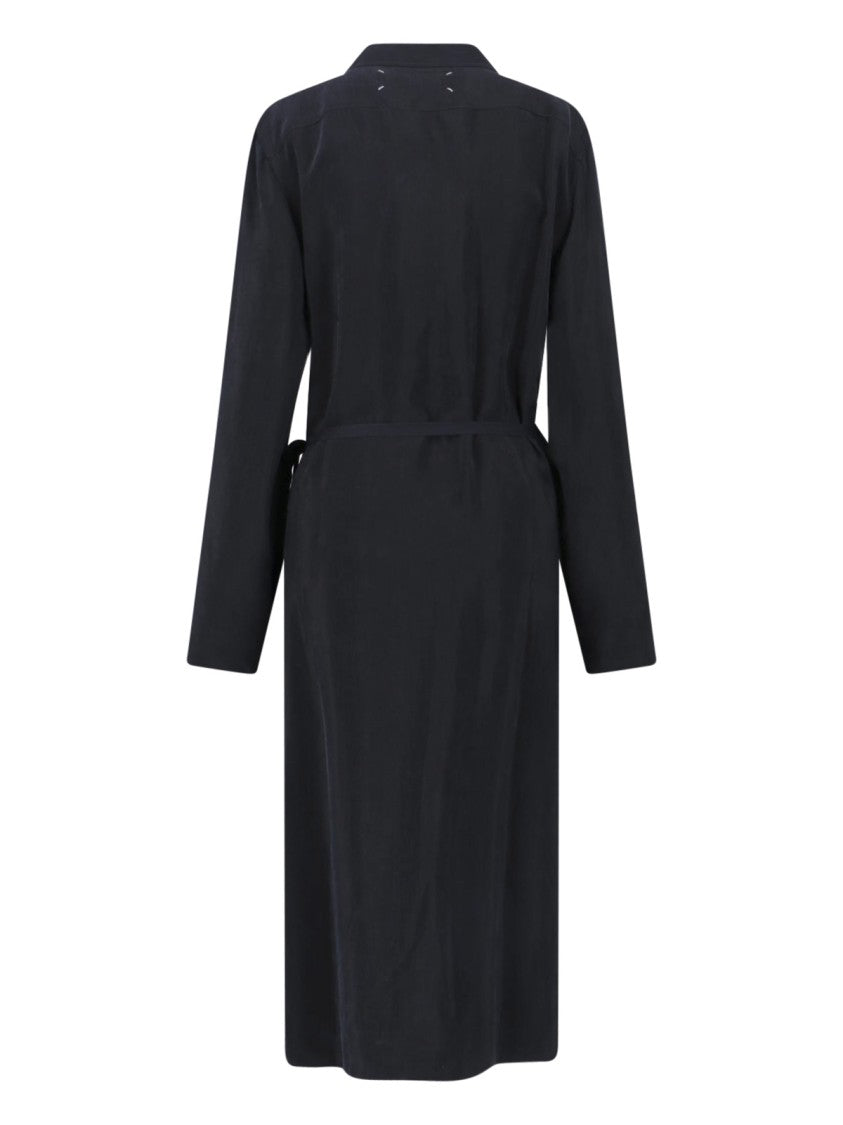 Maison Margiela Black Draped Cut-Out Cupro Midi Dress