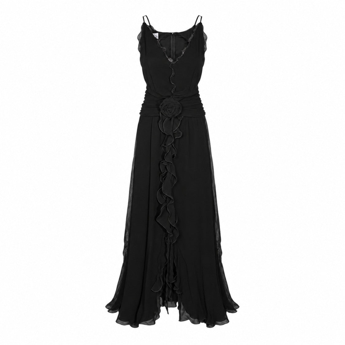 Blumarine Flowing Spaghetti Strap Floral Maxi Dress
