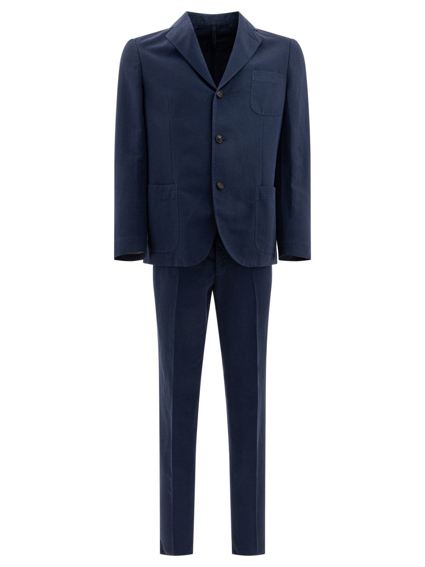 Incotex Tailored Blue Suit With Notched Lapel