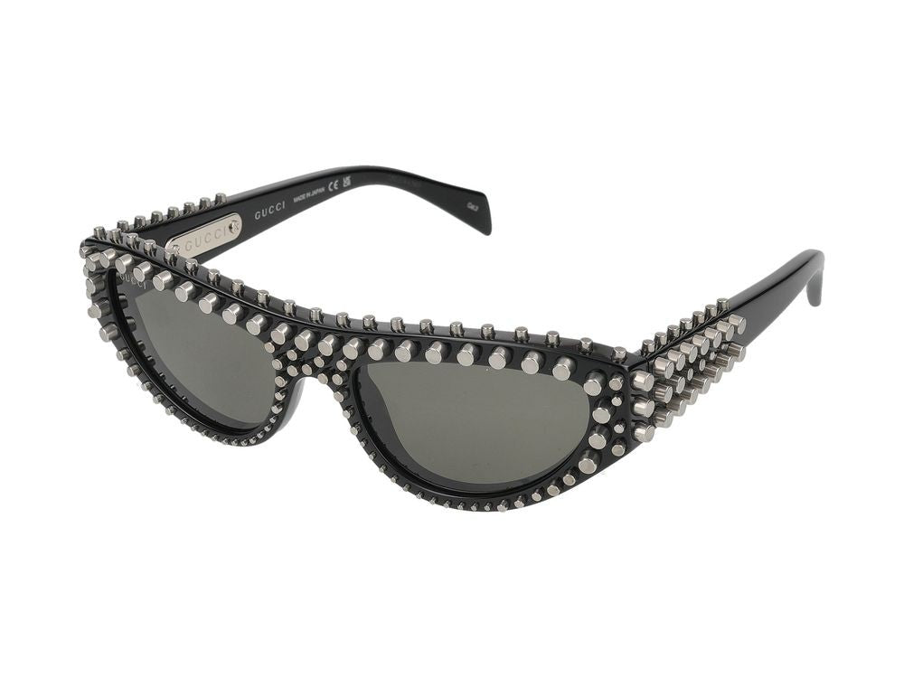 Gucci Black Silver-Tone Embellishments Cat-Eye Sunglasses