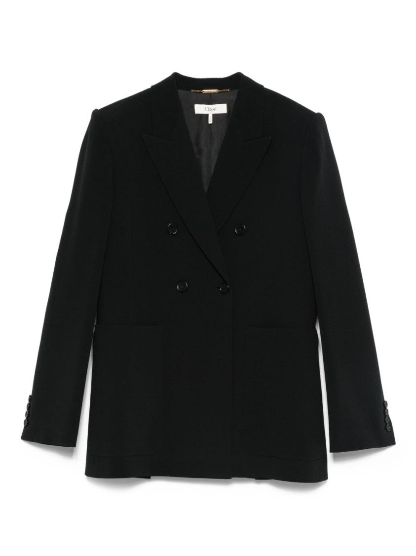 Chloé Double-Breasted Tailored Jacket In A Crêpe Mix