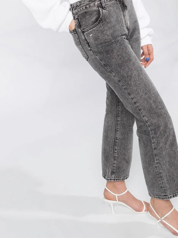 Off-White Cropped Leg Mid-Rise Denim Jeans