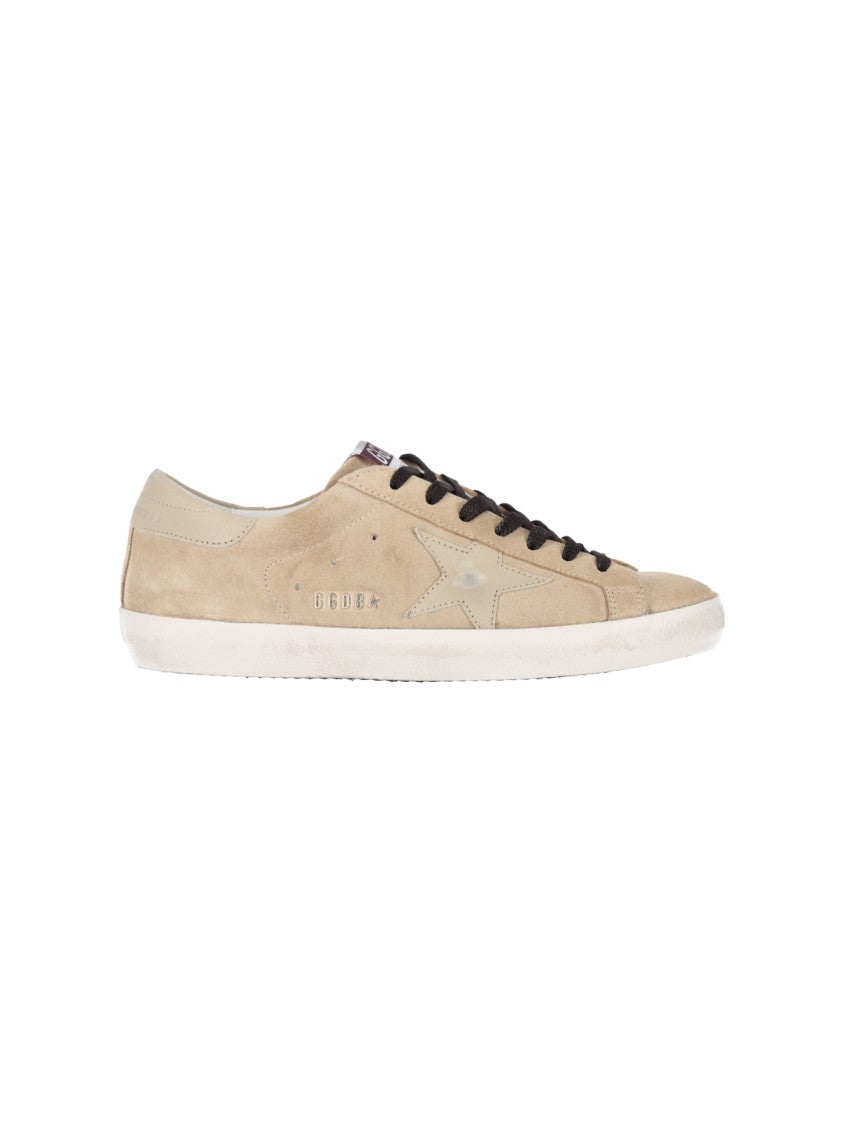 Golden Goose Beige Super-Star Calf Suede Low-Top Sneakers