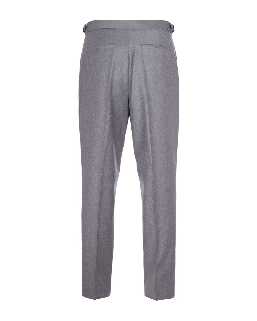 Boss Slim-Fit Mélange Virgin Wool Trousers With Pleats And Welt Pockets