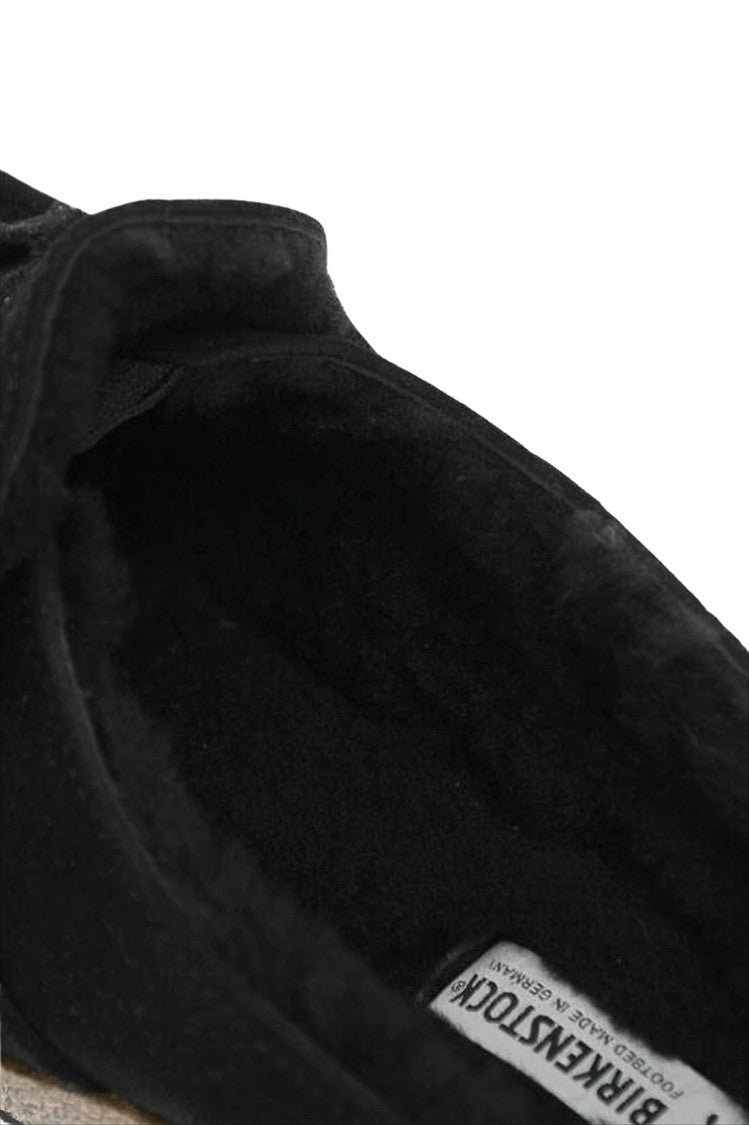 Birkenstock Black Suede Mule With Silver Buckle