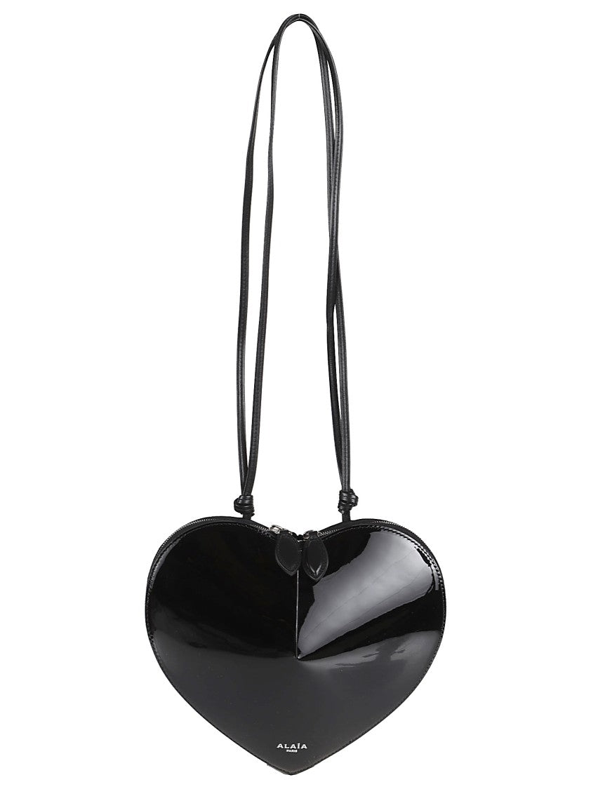 Alaïa Heart-Shaped Glossy Leather Bag With Adjustable Strap