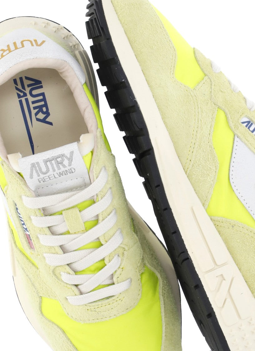 Autry Yellow Reelwind Low Suede-Blend Sneakers