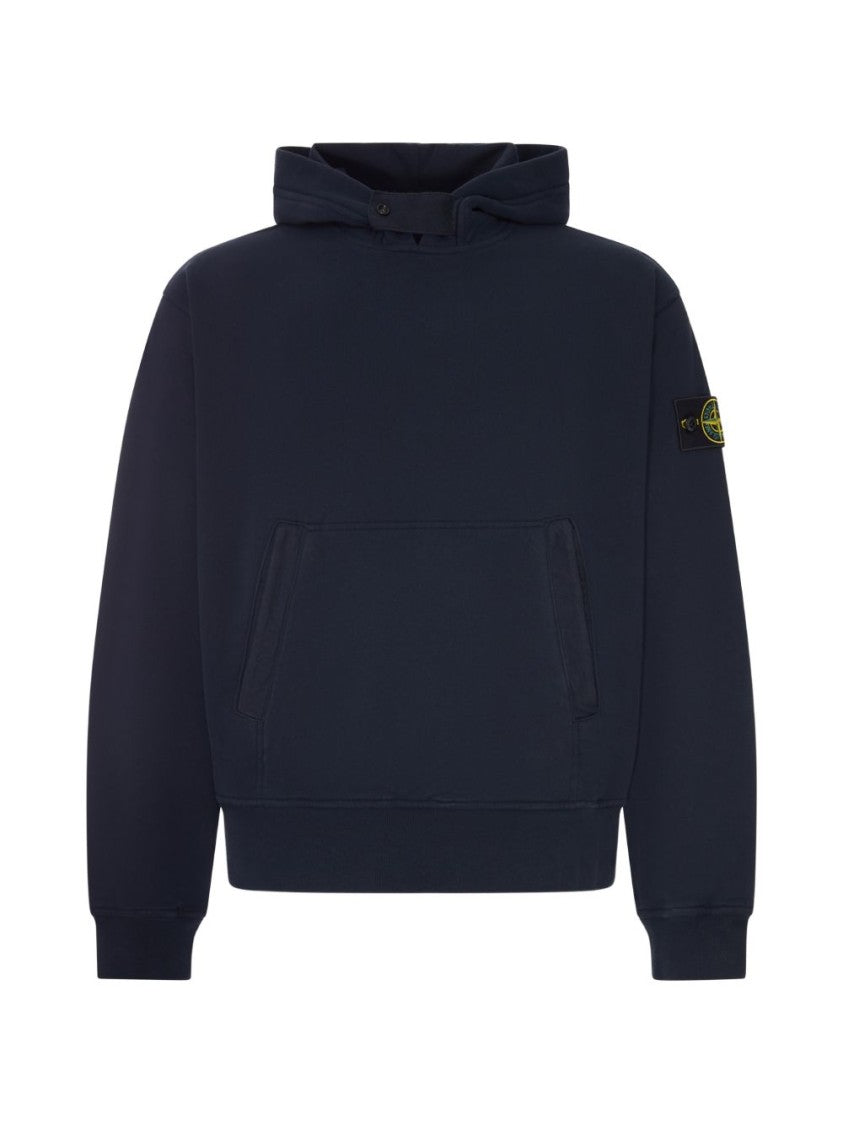Stone Island Dark Navy Adjustable Hood Kangaroo Pocket Hoodie