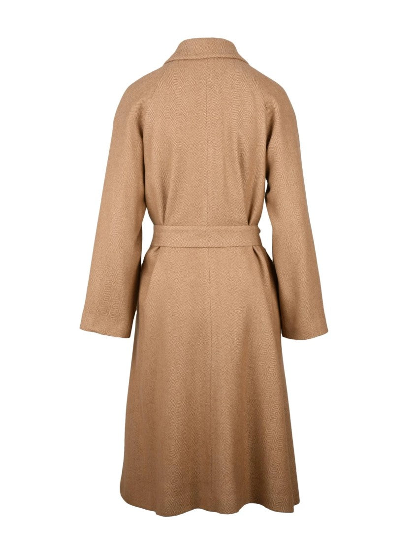 Brian Dales Beige Yak Wool Women's Long Coat