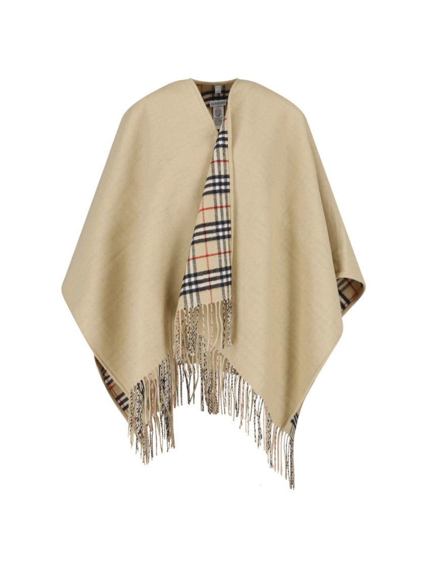 Burberry Poncho-Style Jacket With Classic Checkered Lining