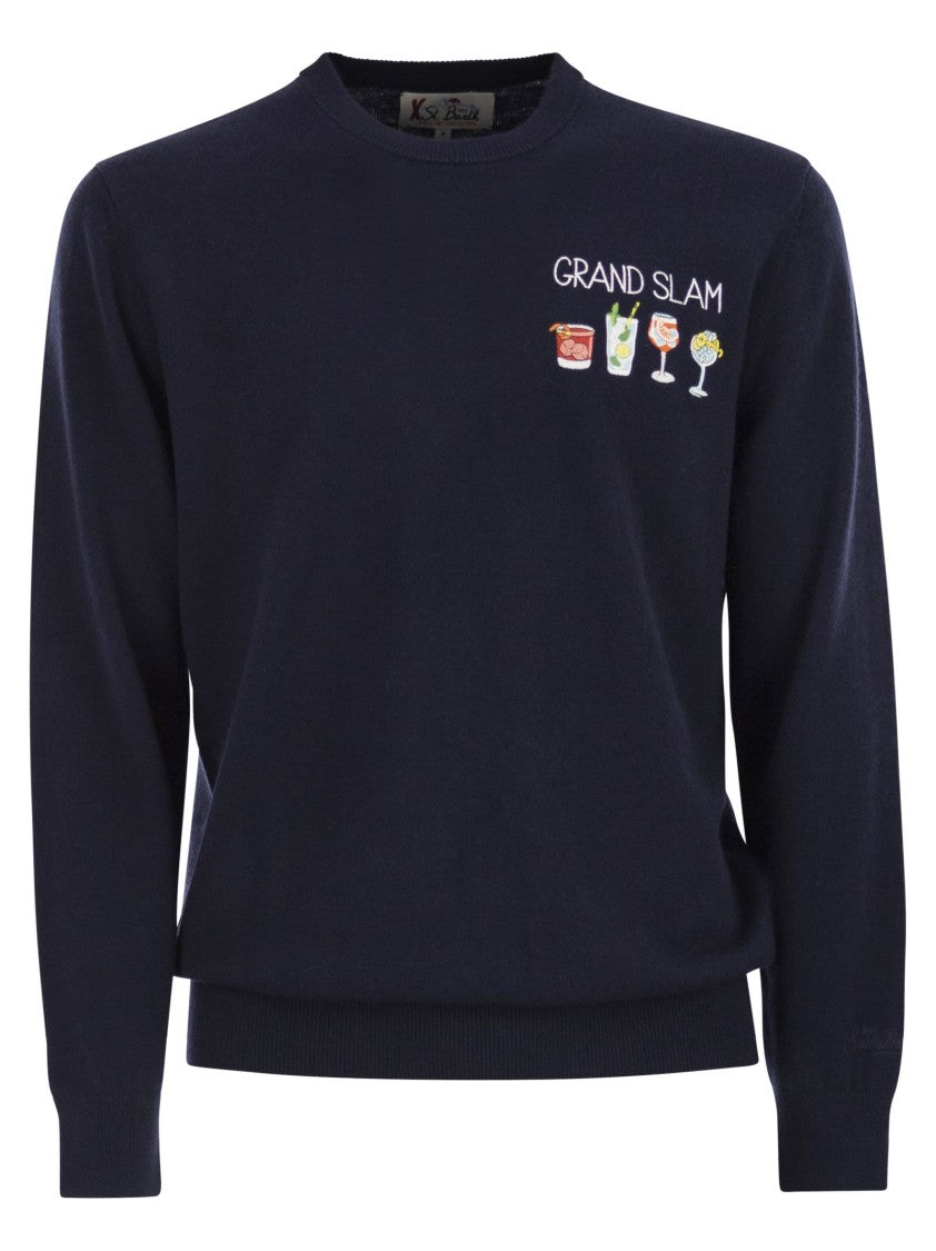 Mc2 Saint Barth Crew Neck Jumper With Grand Slam Embroidery
