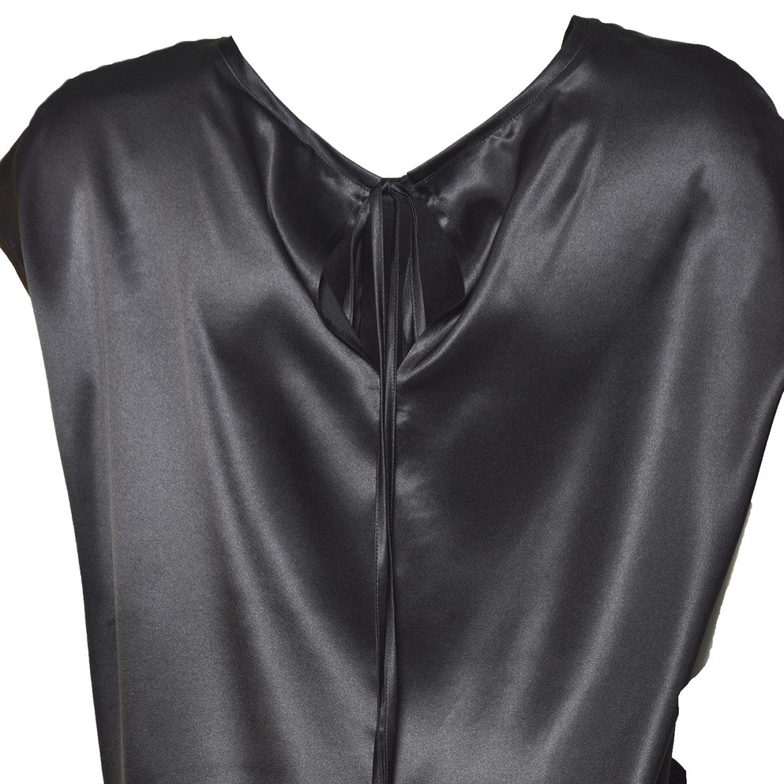 Solotre Black Satin Backless Top