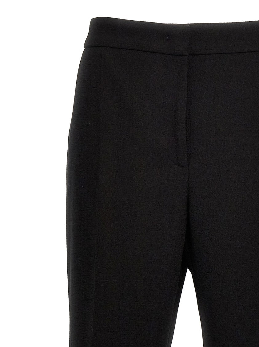 Moschino Wide-Leg Wool Blend Crepe Pants With Central Pleat