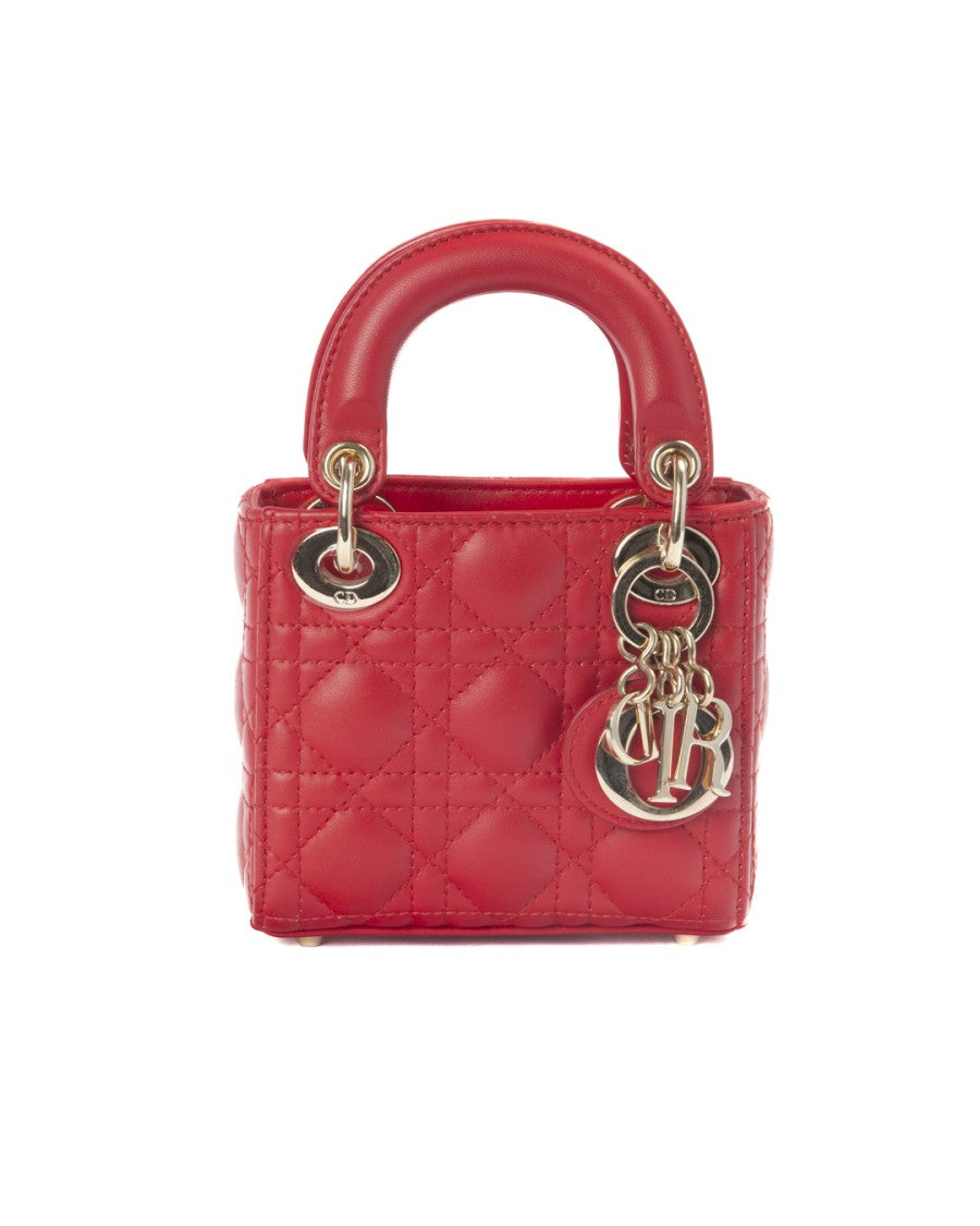 Dior Red Cannage Lady Micro Leather Shoulder Bag