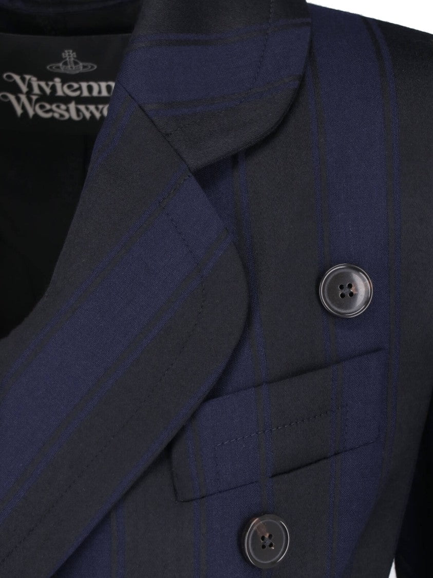 Vivienne Westwood Georgia Blue Navy Striped Double-Breasted Wool Blazer