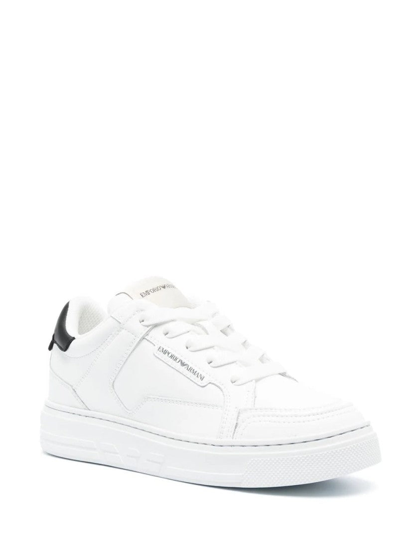 Emporio Armani Minimalist White Trainers With Contrasting Heel Tab