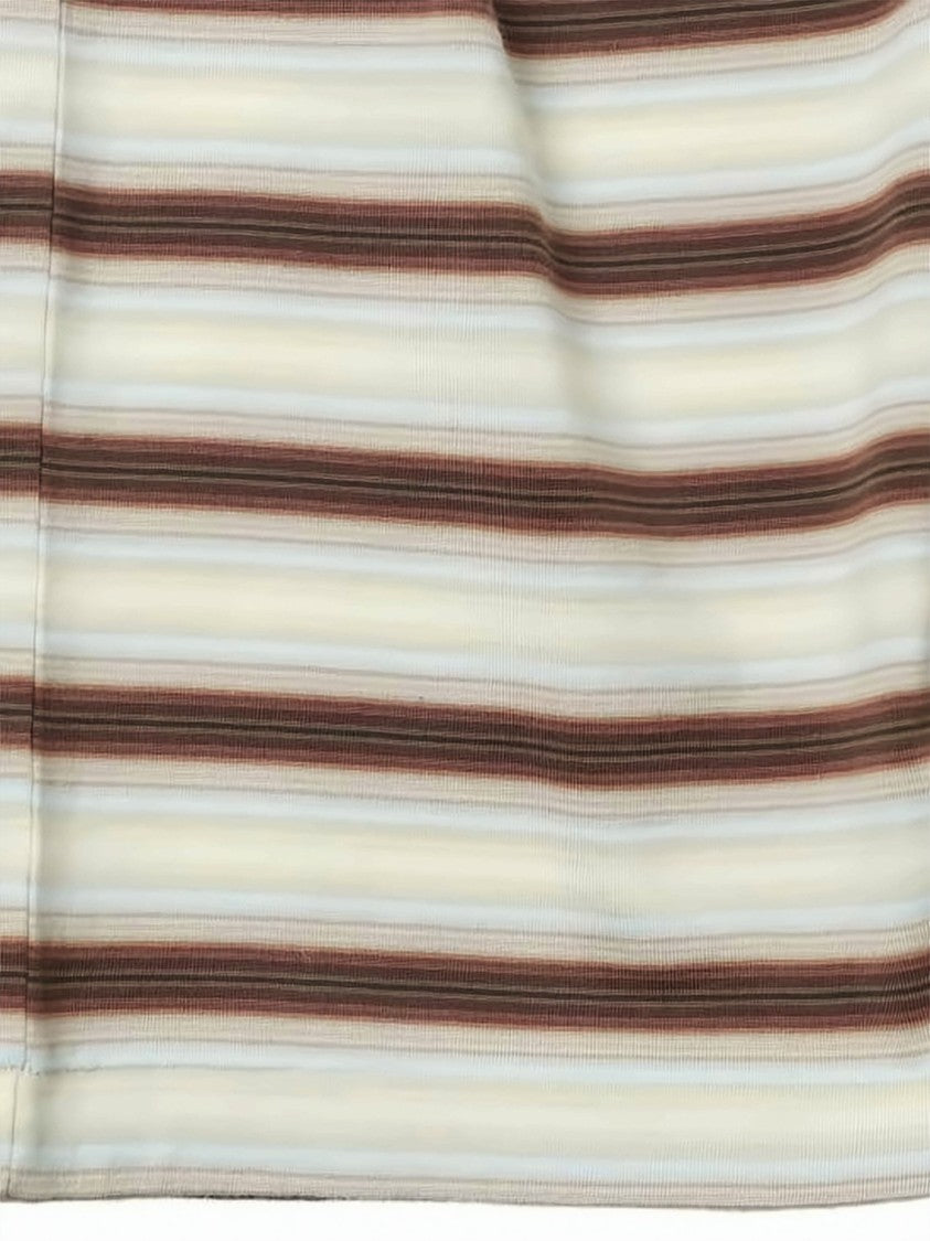 Auralee Horizontal Striped Short-Sleeved T-Shirt With Ribbed Collar