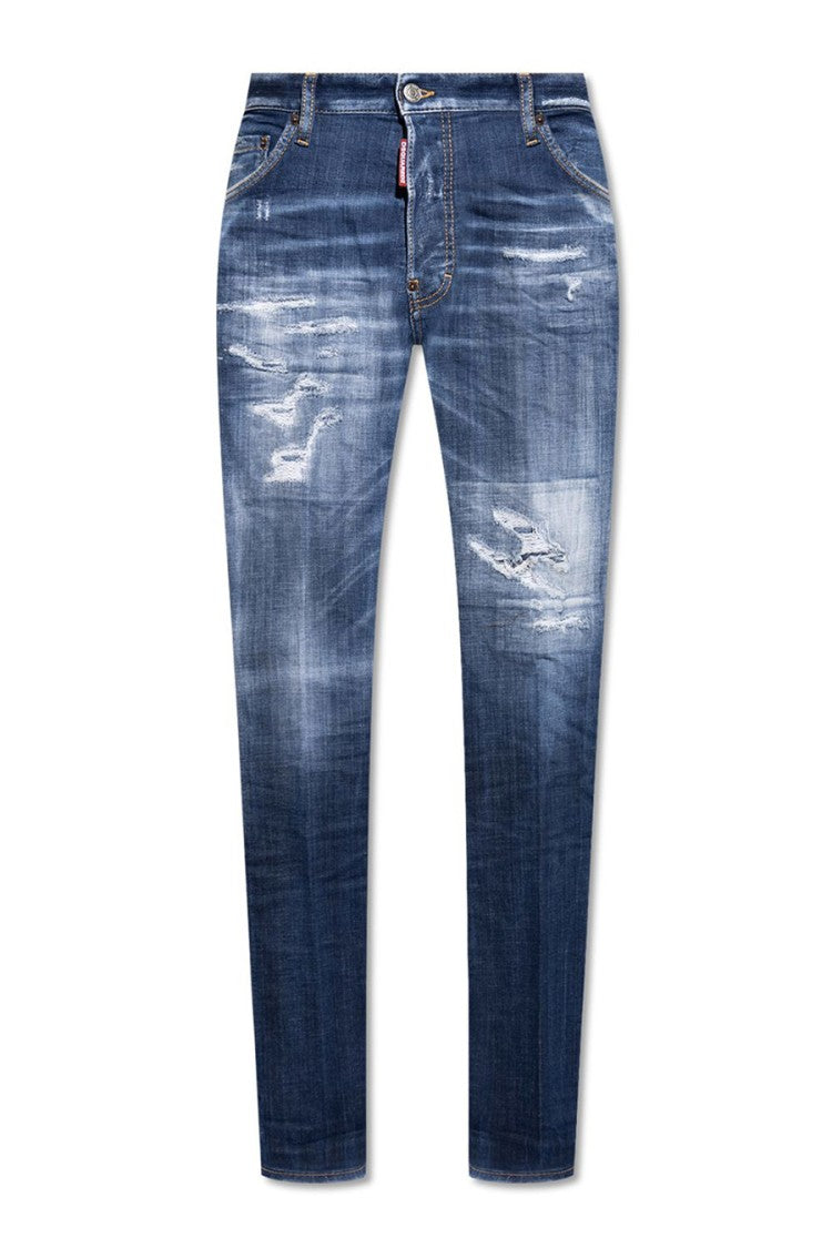 Dsquared2 Blue Cotton Distressed Skinny Jeans