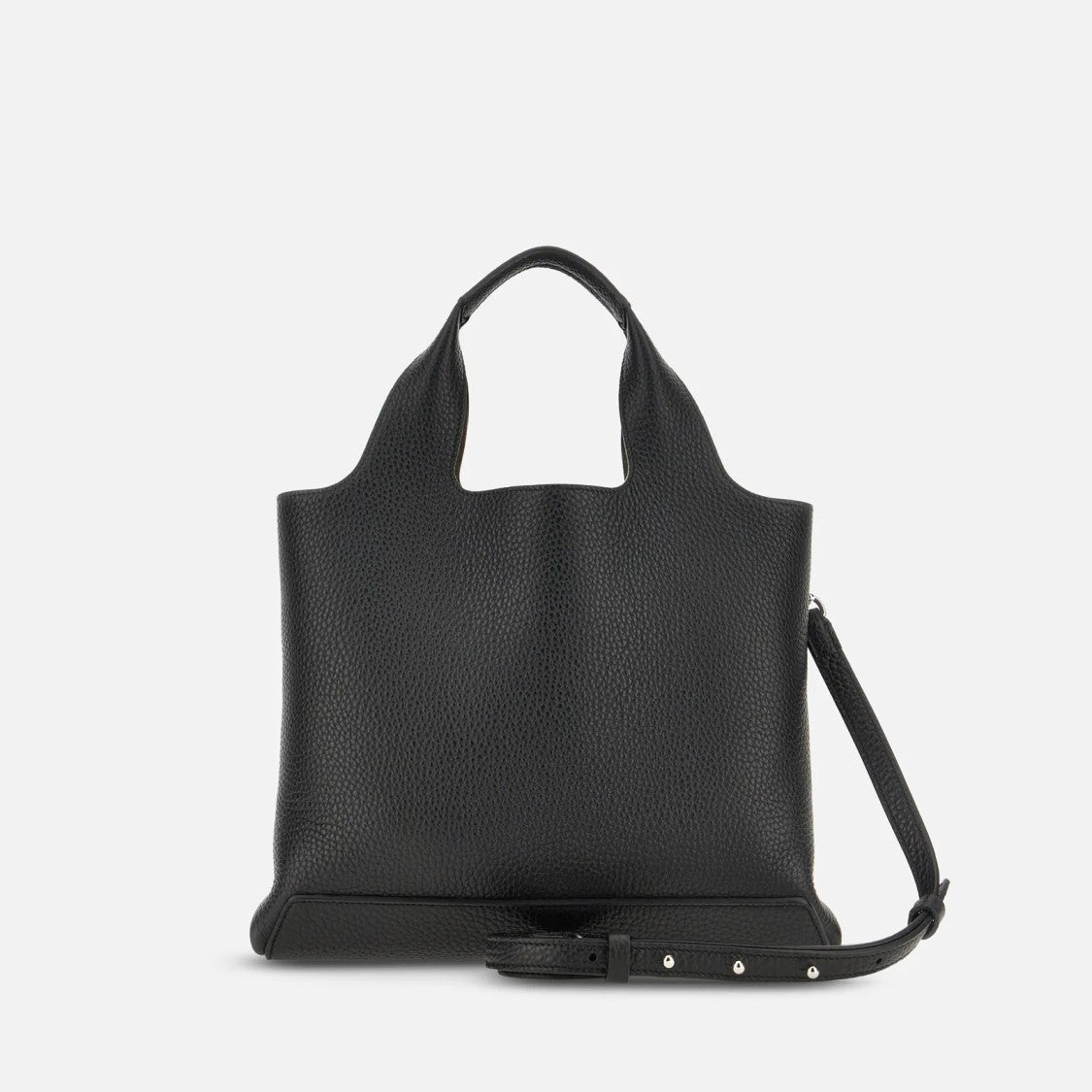 Hogan Structured Black Leather Shopping Bag