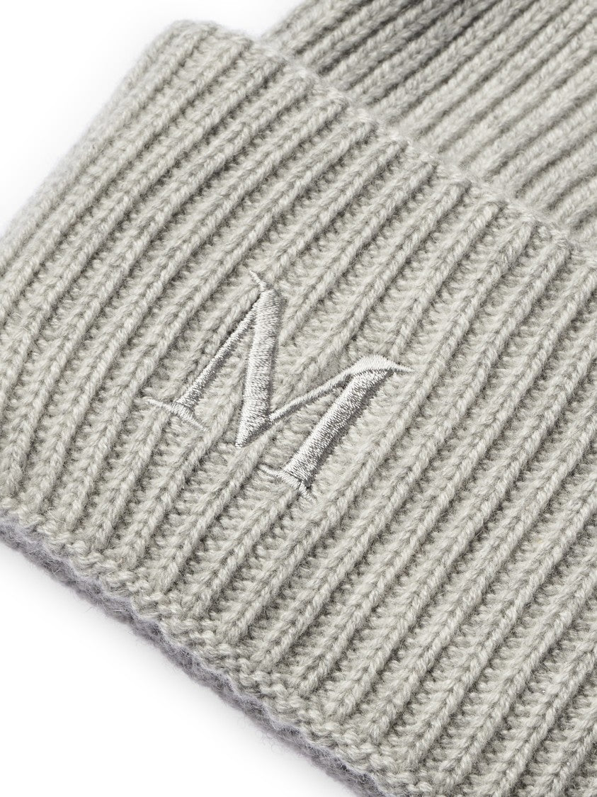Max Mara Finely Ribbed Cashmere Hat With Embroidered Detail
