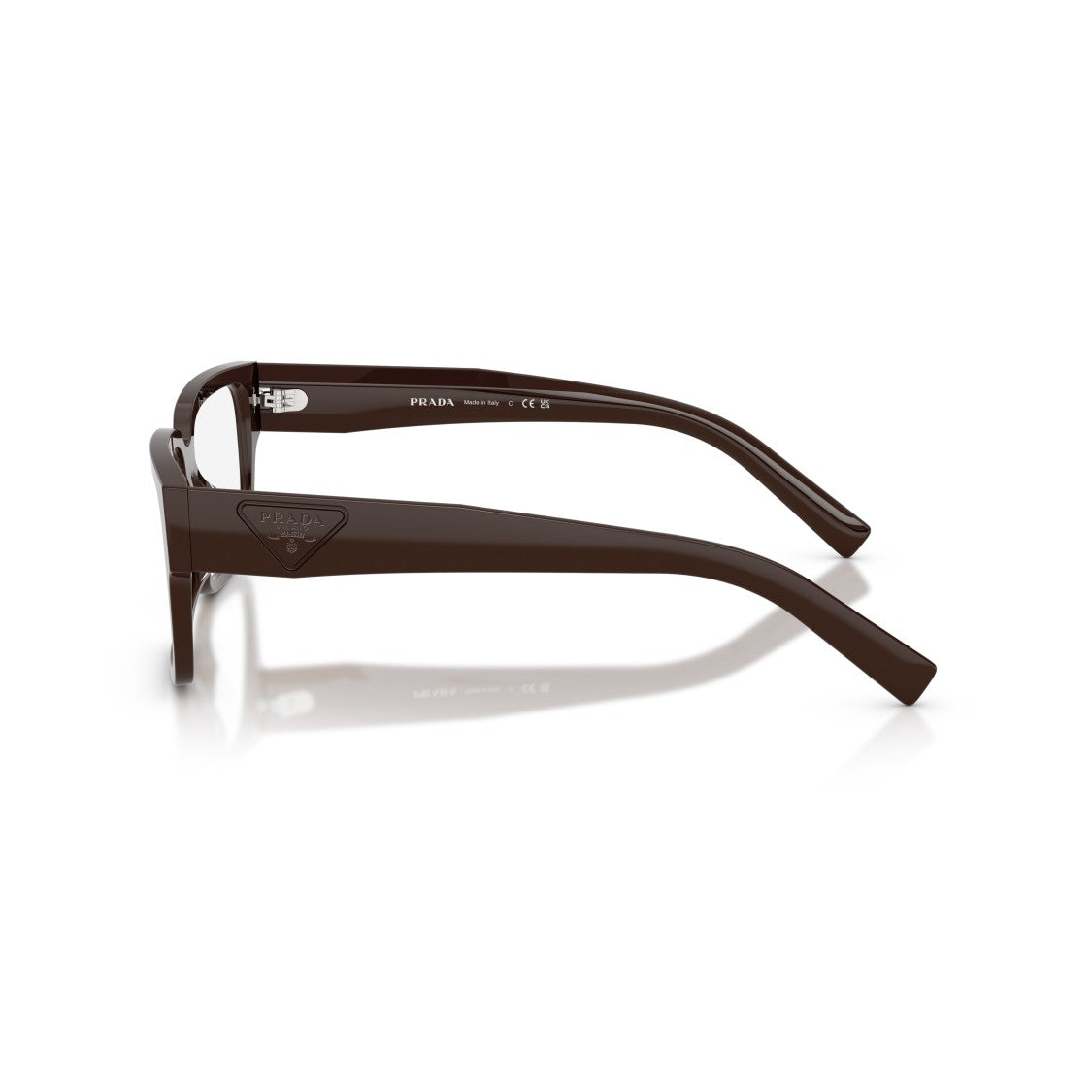Prada 0Pr D10vd Brown Rectangular Acetate Frame Eyeglasses