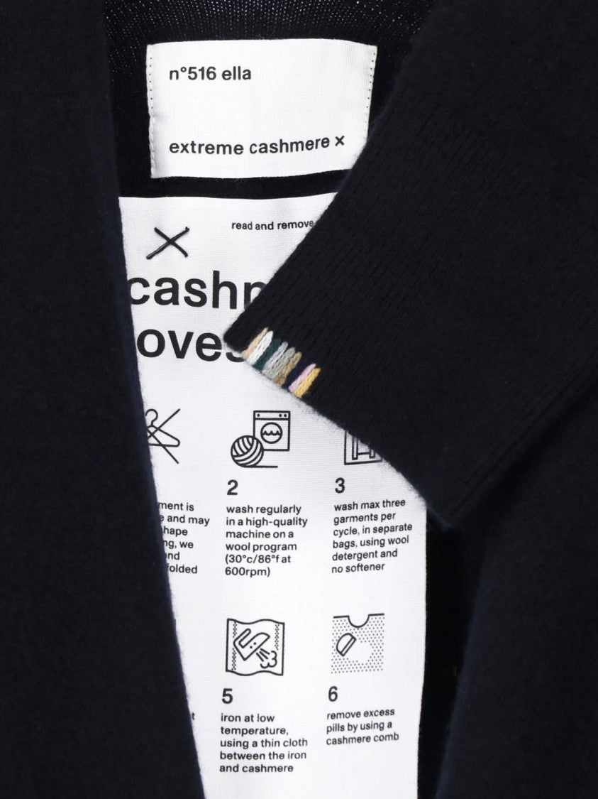 Extreme Cashmere Black Ella Cropped Cashmere Tie-Front Cardigan