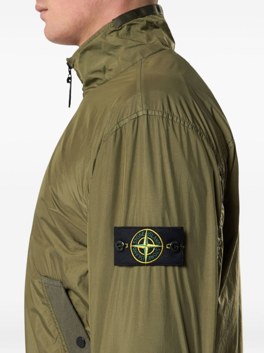 Stone Island Military Green Jacket With High Collar