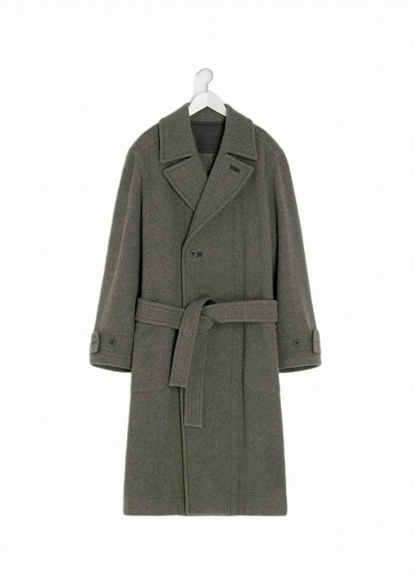 Lemaire Belted Long Coat With Wide Lapel