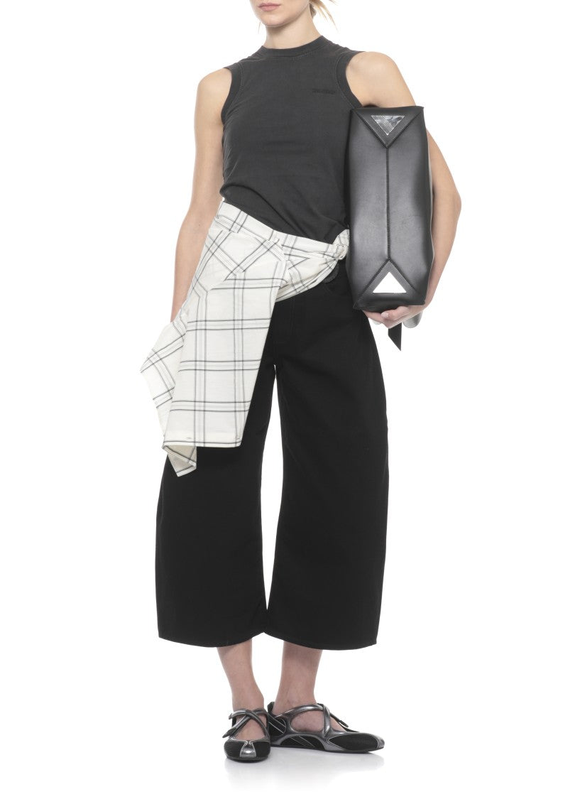 The Attico Black Reese Embroidered Cotton Tank Top