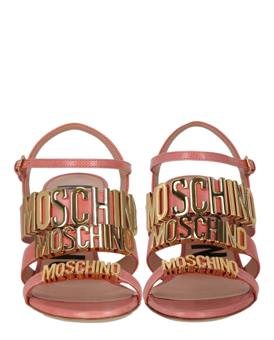 Moschino Degrade Metal Logo Heeled Sandals