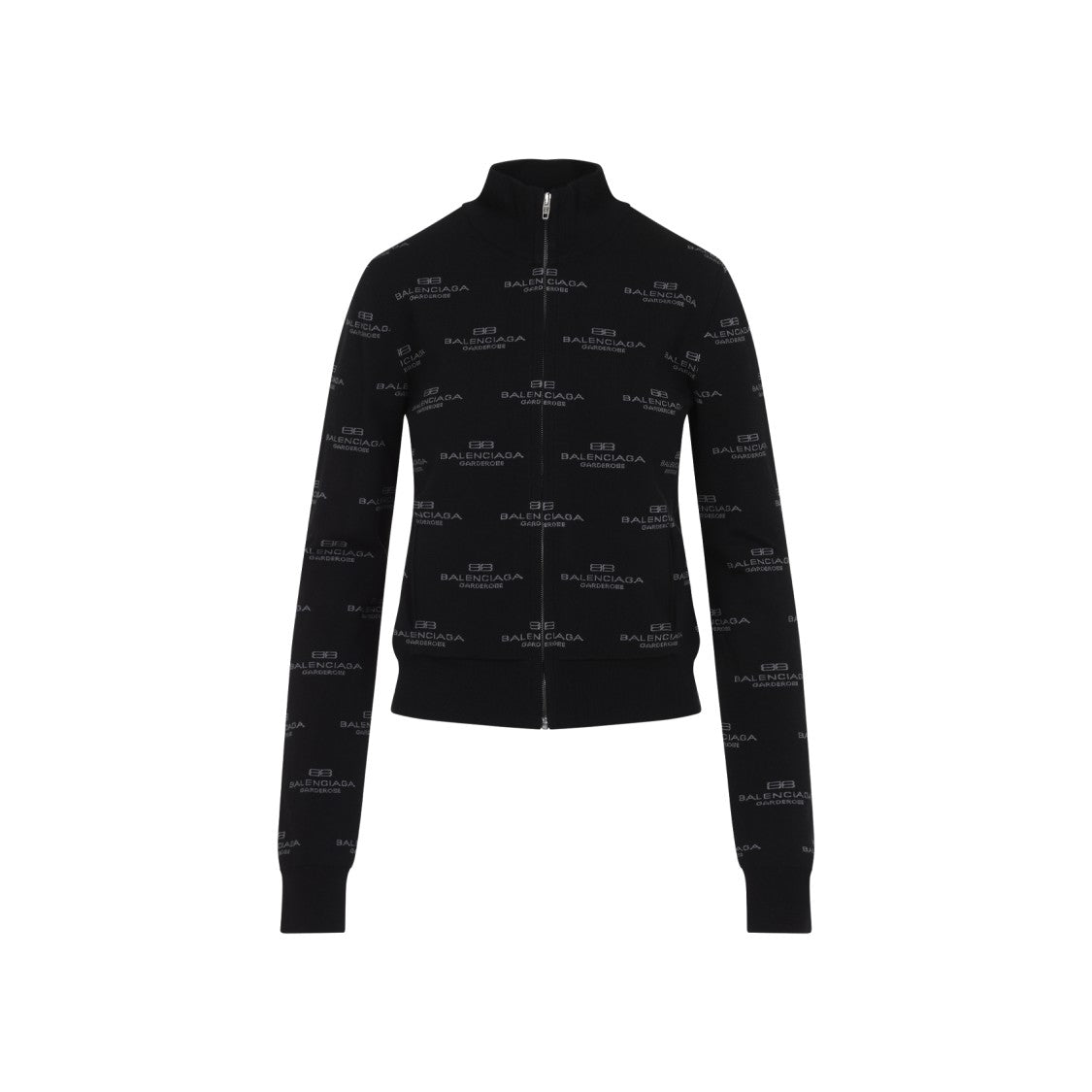 Balenciaga Black Wool All-Over Zip-Up Cardigan