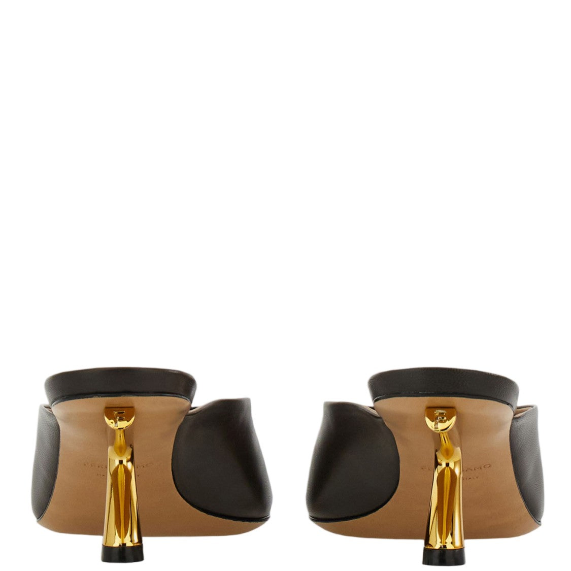 Salvatore Ferragamo Sculptural Leather Sandals With Gold-Tone Heel