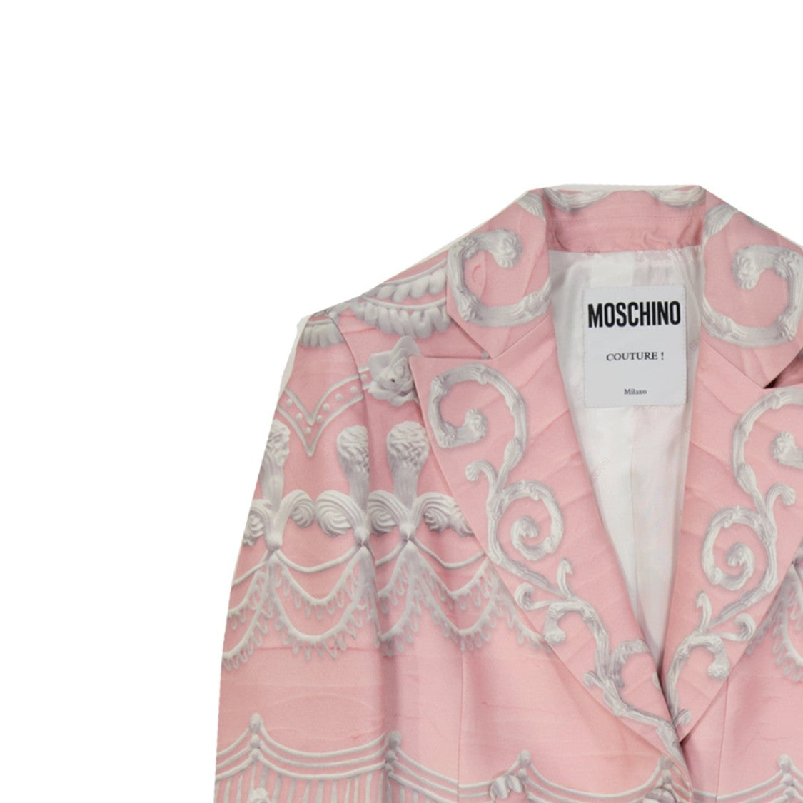Moschino Intricately Printed Pink Double-Breasted Jacket