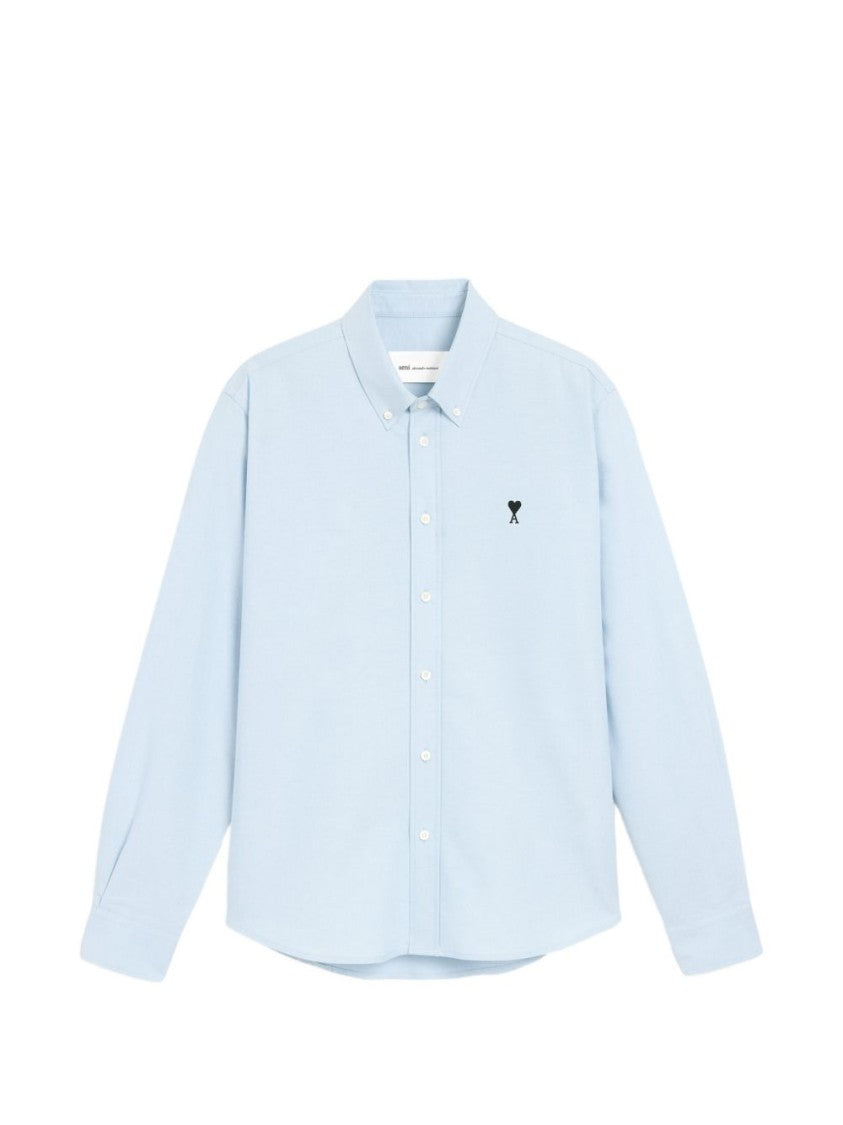 Ami Paris Button-Down Shirt With Embroidered Heart Detail