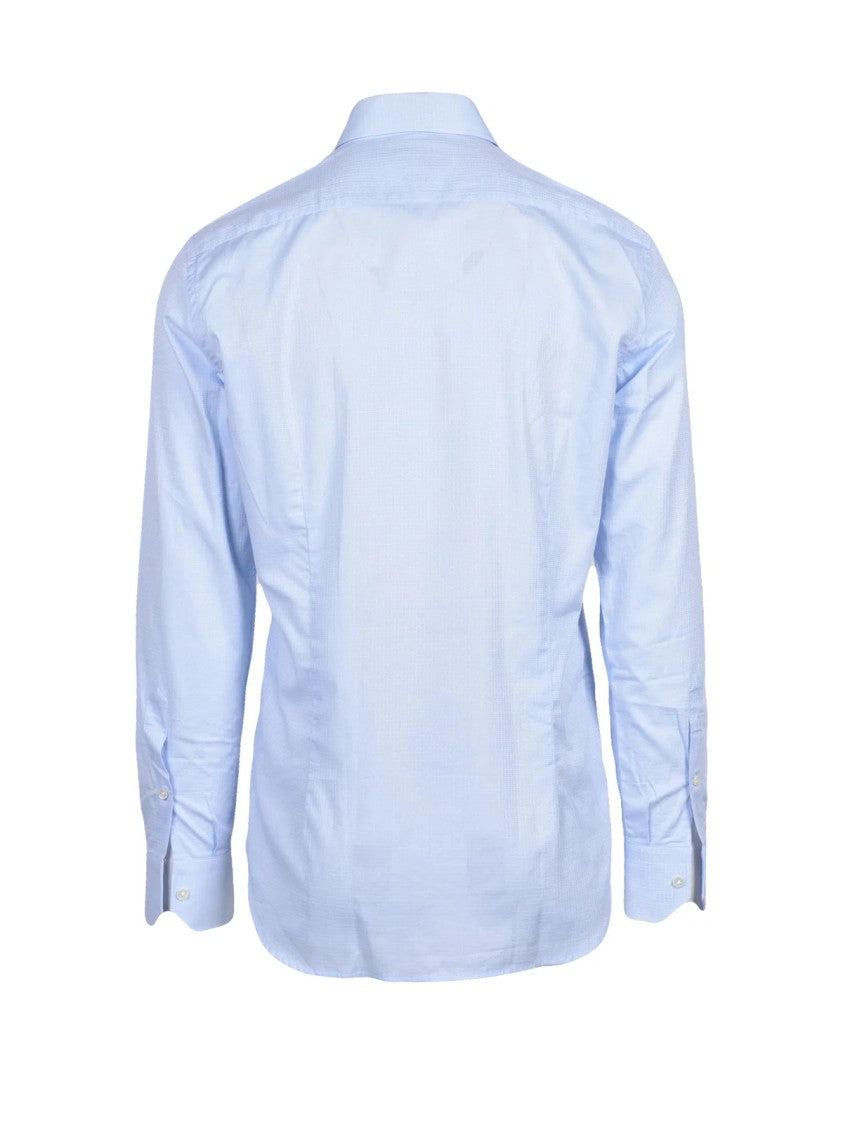 Borsa Light Blue Textured Cotton Shirt