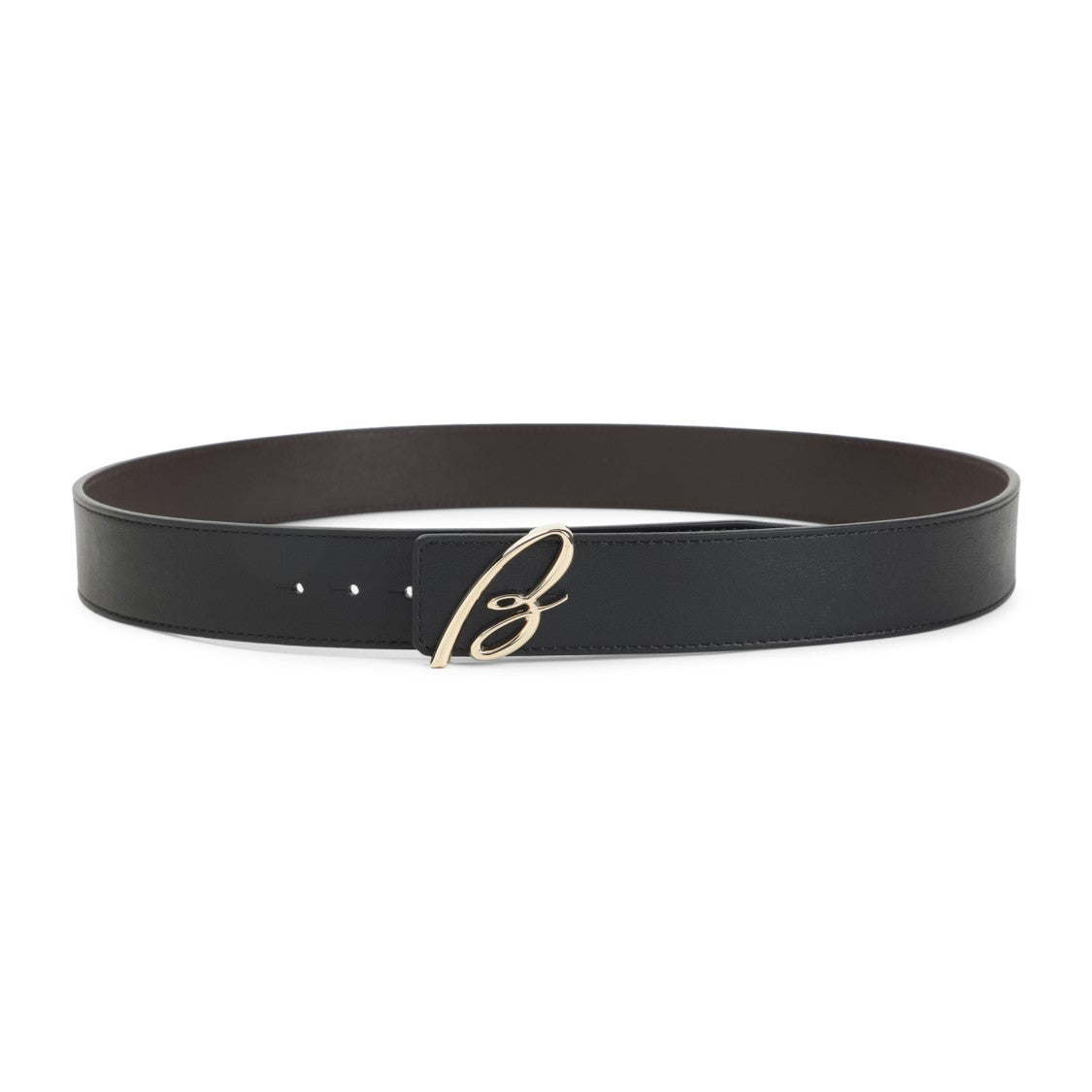 Brioni Reversible Leather Belt With Gold-Tone Cursive Buckle