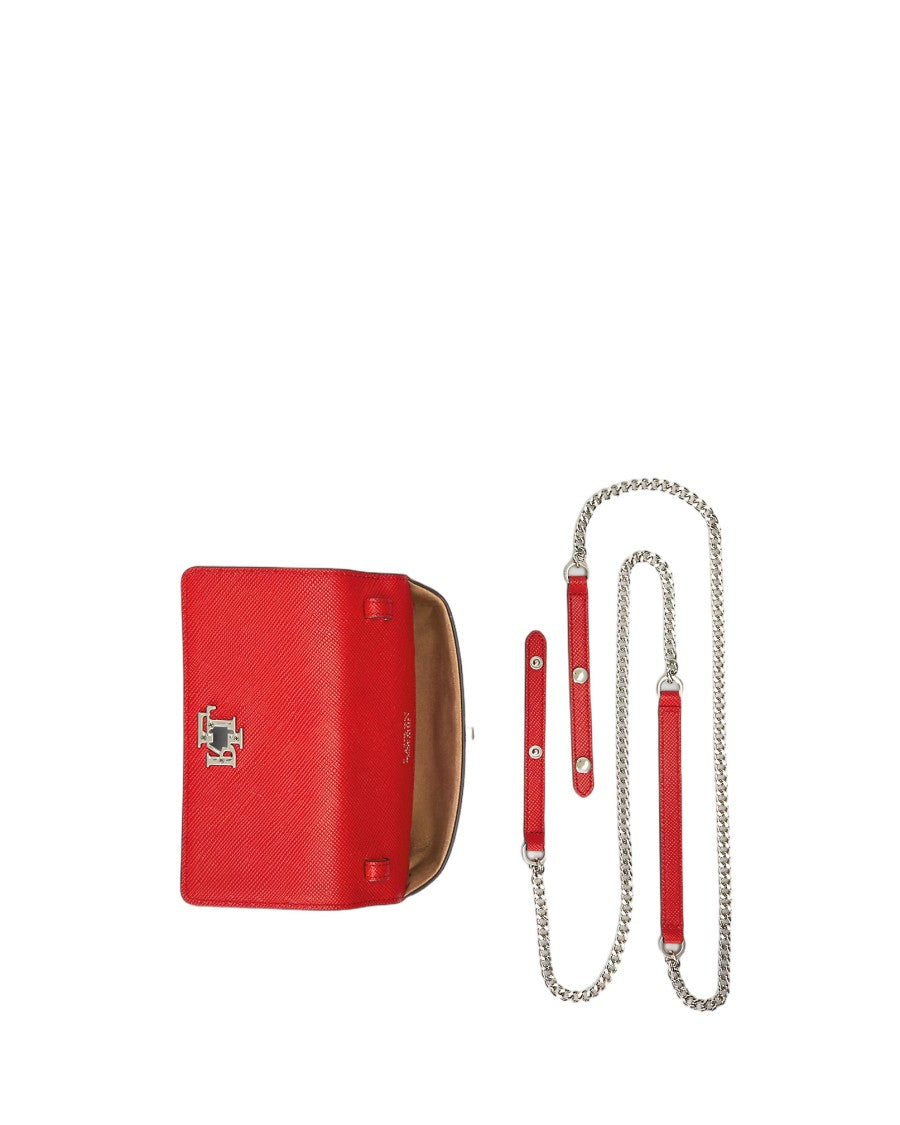 Lauren Ralph Lauren Textured Leather Phone Case In Bright Vermillion