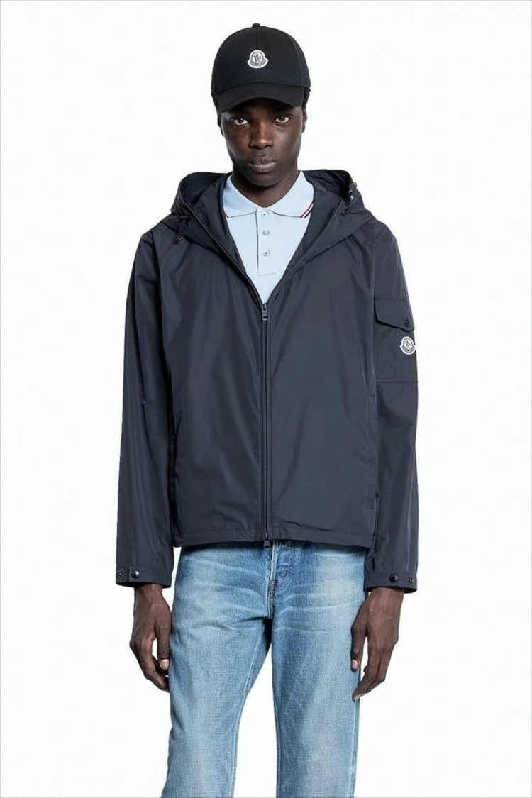 Moncler Lightweight Black Jacket With Adjustable Hood