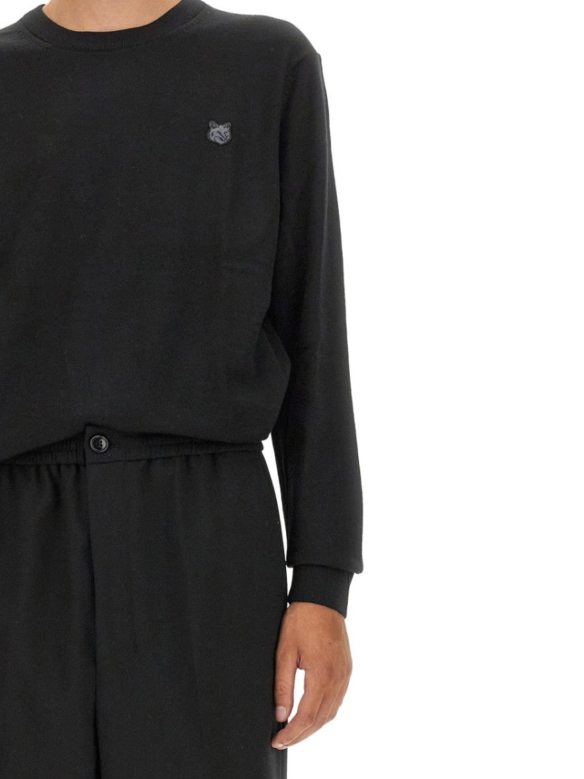Maison Kitsuné Fox Patch Jersey With Classic Crew Neckline
