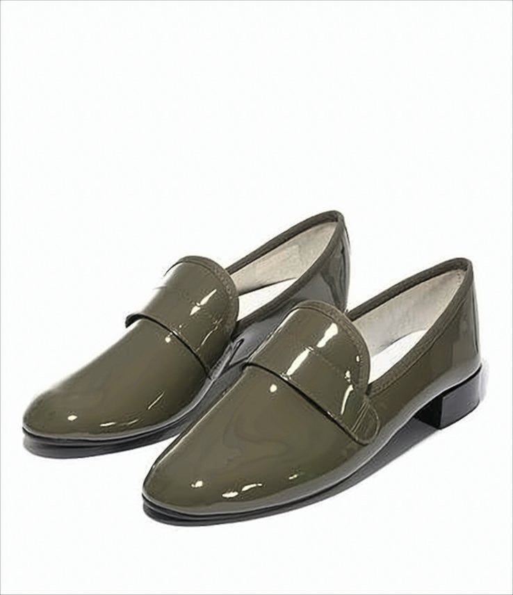 Repetto Green Calfskin Loafers With Strap Detail