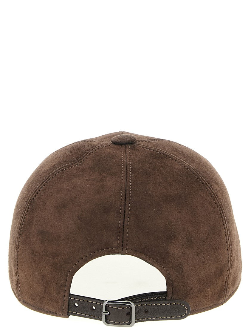 Brunello Cucinelli Suede Baseball Cap With Shiny Band Detail