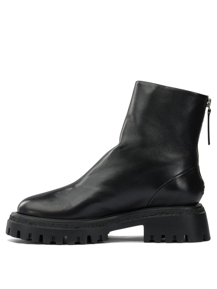 Halmanera Minimalist Black Leather Ankle Boots With Chunky Sole