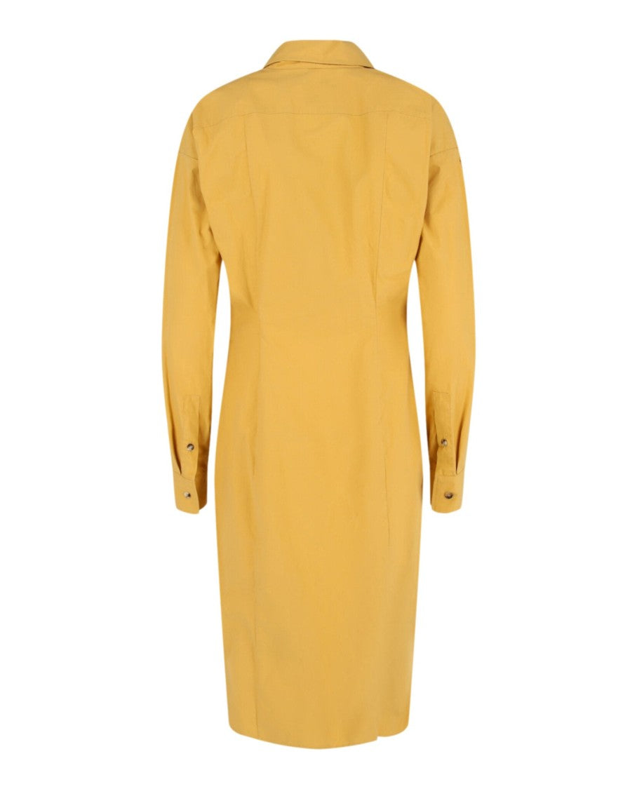 Bottega Veneta Fitted Shirt Dress With Collared Neckline And Oversized Pockets